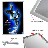 Euro Style Security Snap Frame, Fast Change 24x36 Snap Frame 1" Wide in a Silver Finish comes with LEVER TOOL.