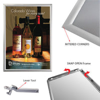 Euro Style Security Snap Frame, Fast Change 8.5x11 Snap Frame 1" Wide in a Silver Finish comes with LEVER TOOL.