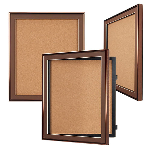 Extra Large Designer Metal Framed 36 x 60 Enclosed Cork Bulletin Board SwingFrame | 5 Frame Finishes