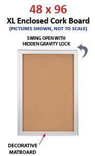 Extra Large Designer Metal 48 x 96 Enclosed Bulletin Cork Board SwingFrames