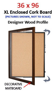 Extra Large Designer Wood Enclosed Bulletin Cork Board SwingFrames 36x96