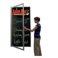 SwingCase Extra Large Indoor Enclosed Dry Erase Black Marker Board | XL Single Door with Extra Large Message Viewing Area