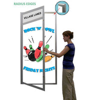 XL Indoor Enclosed Dry Erase Markerboard with Radius Edge and Header - White Porcelain Steel