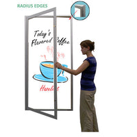 Extra Large Indoor Enclosed Dry Erase Markerboard with Radius Edge - White Porcelain Steel