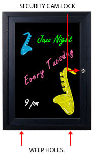 Enclosed Dry Erase Black Boards Lighted | SwingCase Black Marker Boards