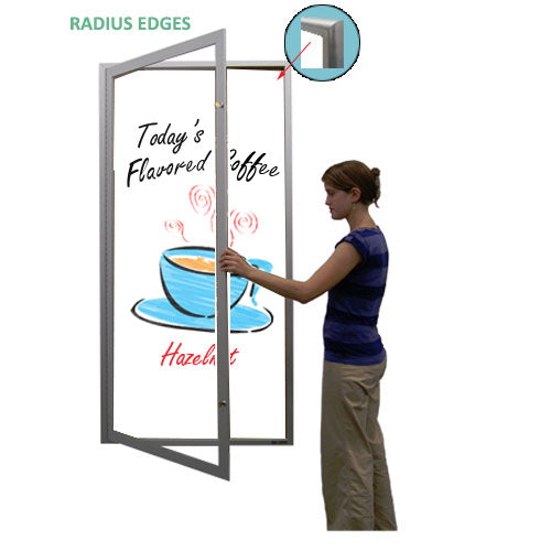 Extra Large Outdoor Enclosed Dry Erase Markerboard with Radius Edge - White Porcelain Steel