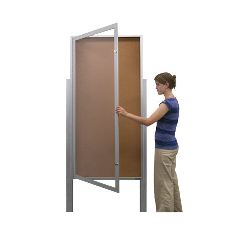 Extra Large Outdoor Enclosed Poster Display Case with Posts | XL Single Door Metal Cabinet  15+ Sizes