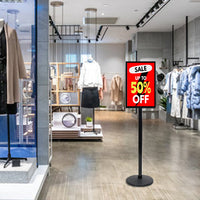 14x22 Poster Stand Sign Holder + Heavy-Duty Steel Post with Quick Top Loading Frame