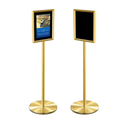 Touch of Class 11x14 Hospitality Sign Holder Stands + Black Velour + Satin Brass Finish + Black & Silver Finishes