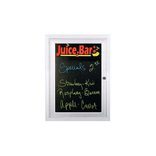 Dry Erase Enclosed Black Marker Boards | Wall Locking Display Case | Black Melamine Writing Surface
