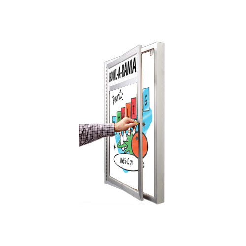 SwingCase Indoor Wall Mount Enclosed Illuminated Dry Erase Black Marker Board with Free Personalized Message Header Text 