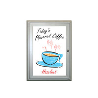 Indoor Enclosed Dry Erase Markerboard with Radius Edge - White Porcelain Steel