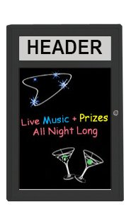 Indoor Dry Erase Marker Board with Radius Edge SwingCases with Message Header | Enclosed Black Board 