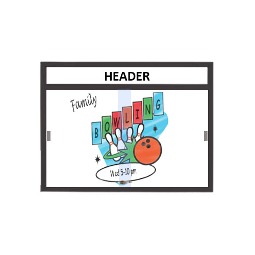 Wall Mount Indoor Enclosed Dry Erase White Markerboard with Personalized Message Header | Sliding Glass Doors Locking Cabinet