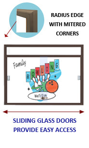 Indoor Radius Dry Erase White Marker Boards with Sliding Glass Doors and Message Headers