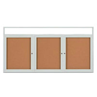 Enclosed Indoor Enclosed Bulletin Boards 84 x 30 w Message Header + Radius Edge 3 DOOR