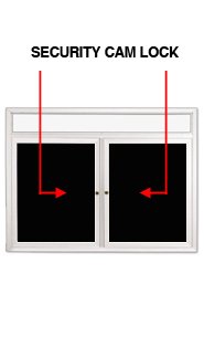 Indoor Enclosed Dry Erase Markerboard with Header (2 and 3 Doors) - Black Porcelain Steel