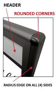 Indoor Enclosed Dry Erase White Marker Boards + Message Header | Rounded Cabinet Corners | Single Door 