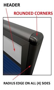 Indoor Enclosed Letter Boards with Header and Rounded Corners (Single Door) 