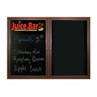 Indoor Enclosed Wood Framed Dry Erase Board (2 and 3 Doors) - Black Porcelain Steel