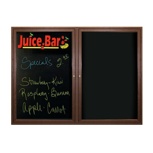 Indoor Enclosed Wood Framed Dry Erase Board (2 and 3 Doors) - Black Porcelain Steel