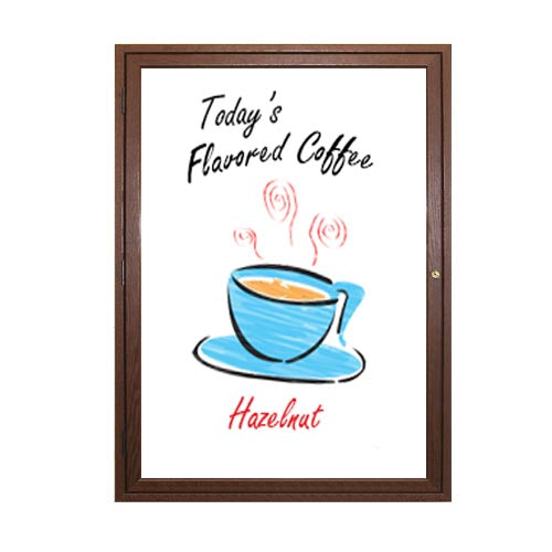 Indoor Enclosed Wood Framed Dry Erase Marker Board Display Case (White Board)