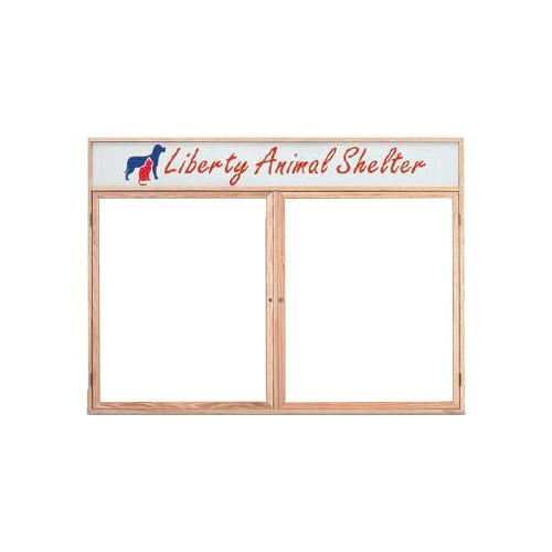 Indoor Enclosed Wood Framed Dry Erase Boards with Header (Multiple Doors) - White Porcelain Steel