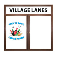 Indoor Enclosed Wood Framed Dry Erase Boards with Header (Multiple Doors) - White Porcelain Steel