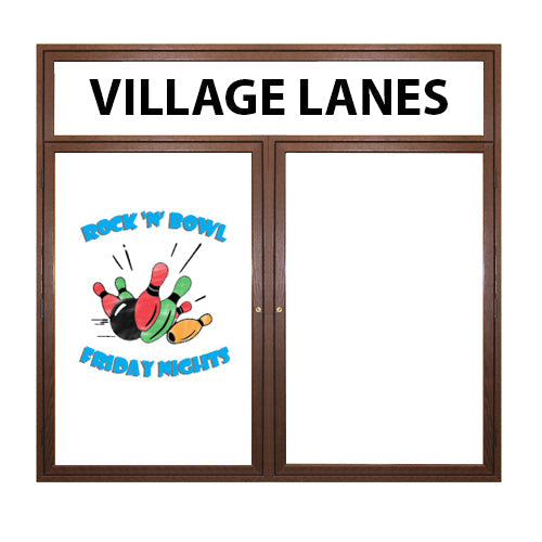 Indoor Enclosed Wood Framed Dry Erase Boards with Header (Multiple Doors) - White Porcelain Steel