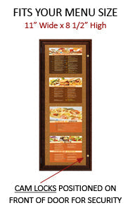 Display Case Menu Rustic Enclosed Indoor Wood Menu Display Cases For 8.5x11 Menus | Wall Mounted ...