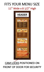 Indoor Wood Restaurant Display Case with Header Panel | For 8.5x11 ...