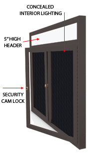 Indoor LED Lighted Enclosed Letter Boards with Header (Multiple Doors) 