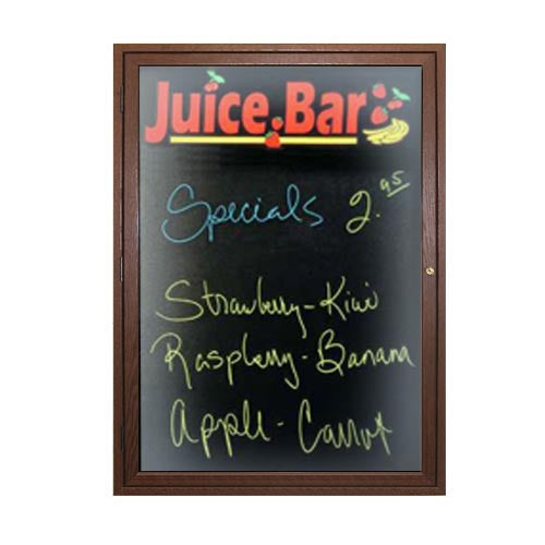 Indoor LED Lighted Enclosed Wood Framed Dry Erase Boards | Black Marker Board Display Case