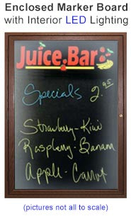 Indoor LED Lighted Enclosed Wood Framed Dry Erase Boards | Black Board) | Single Door Message Board