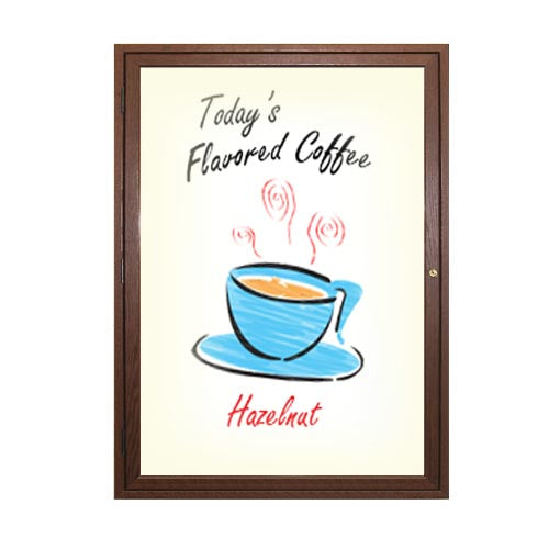 Wall Mount LED Lighted Enclosed Wood Framed Dry Erase Boards | Durable, White Board Porcelain on Steel Writing Surface