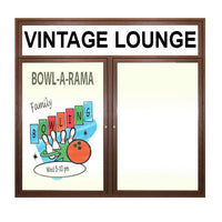 Indoor LED Lighted Enclosed Wood Framed Dry Erase Boards with Header (Multiple Doors) - White Porcelain Steel