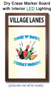 Indoor LED Lighted Enclosed Wood Framed Dry Erase Boards with Header (White Board) | Single Door Message Board