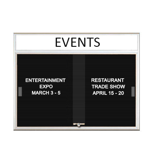 ENCLOSED LETTER BOARD (RADIUS EDGE) WITH SLIDING DOORS & PERSONALIZED HEADER