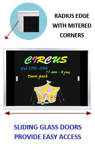 Indoor Radius Dry Erase Marker Boards with Sliding Glass Doors