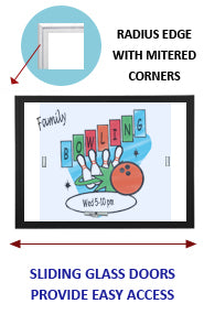 Indoor Radius Dry Erase White Marker Boards with Sliding Glass Doors