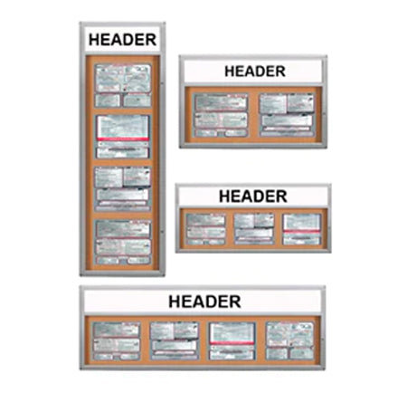 Indoor Restaurant Menu Display Case w Rounded Corrners and Header Panel For 8.5x14 Landscape Menus