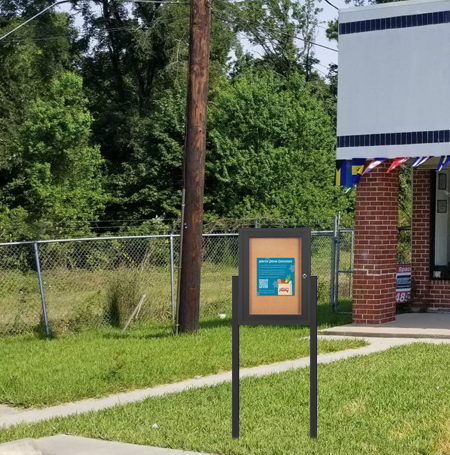 SwingCase Standing 18x24 Outdoor Bulletin Board Enclosed with 2 Posts (One Door)