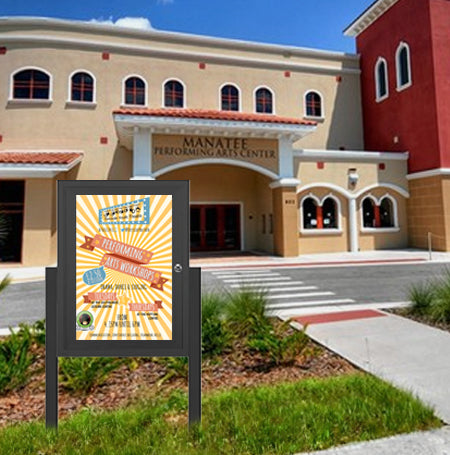 SwingCase Standing 27x40 Outdoor Bulletin Board Enclosed with 2 Posts (One Door)