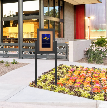 SwingCase Standing 27x40 Outdoor Bulletin Board Enclosed with 2 Posts (One Door)