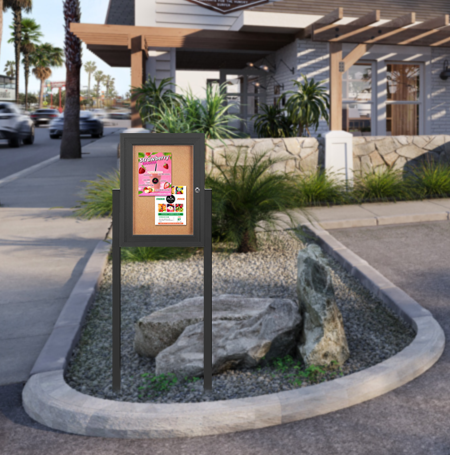 SwingCase Standing 30x40 Outdoor Bulletin Board Enclosed with 2 Posts (One Door)