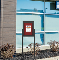 SwingCase Standing 36x48 Outdoor Bulletin Board Enclosed with 2 Posts (One Door)