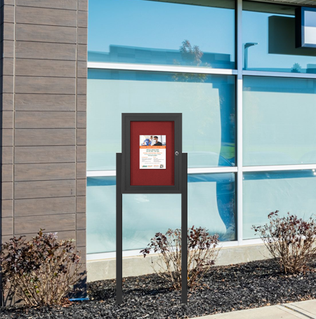 SwingCase Standing 36x48 Outdoor Bulletin Board Enclosed with 2 Posts (One Door)