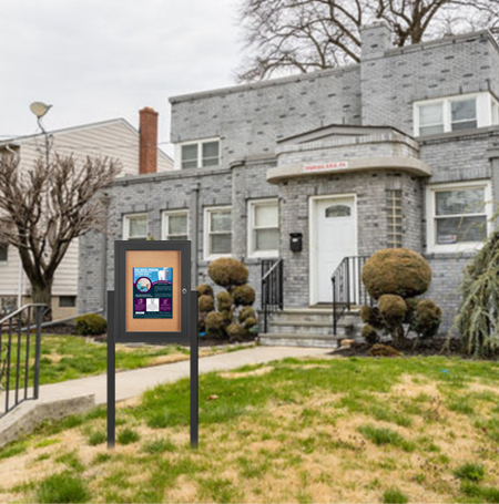 SwingCase Standing 42x42 Outdoor Bulletin Board Enclosed with 2 Posts (One Door)