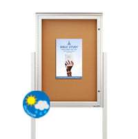 EXTREME WeatherPLUS™ Outdoor Enclosed Poster Case Stands with 2 Posts | Single Locking Door SwingCase 15+ Sizes & Custom