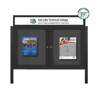 Freestanding Enclosed Outdoor Bulletin Boards 72" x 30" with Message Header and Posts (2 DOORS)